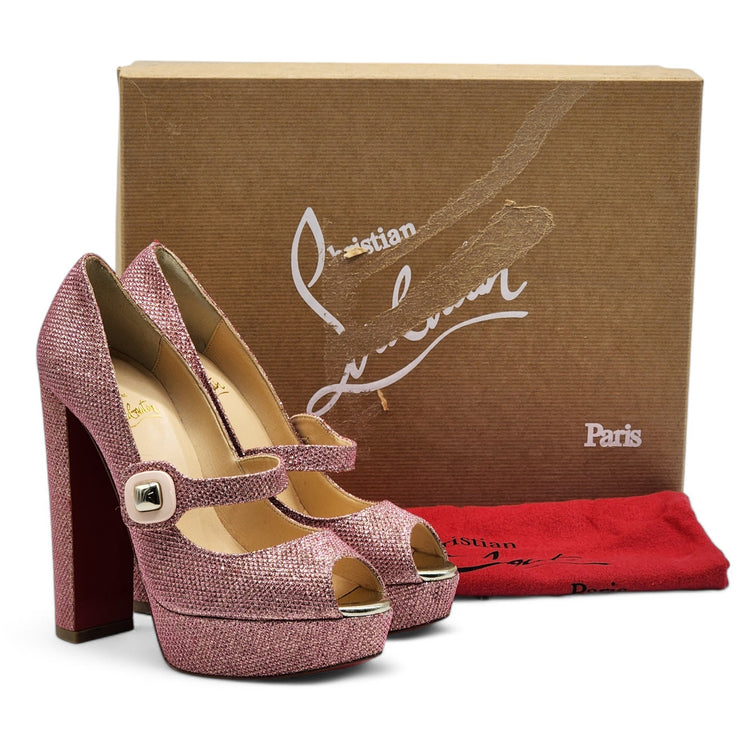 Christian Louboutin Bibibop Platform Peep Toe Pumps 140 - Pink 36