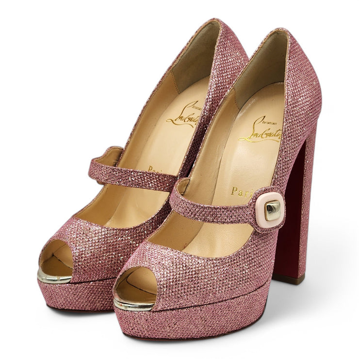 Christian Louboutin Bibibop Platform Peep Toe Pumps 140 - Pink 38