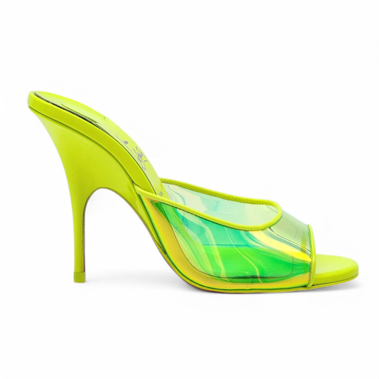 Christian Louboutin Just Arch Mules 100mm - PVC and Patent Leather - Green - 36