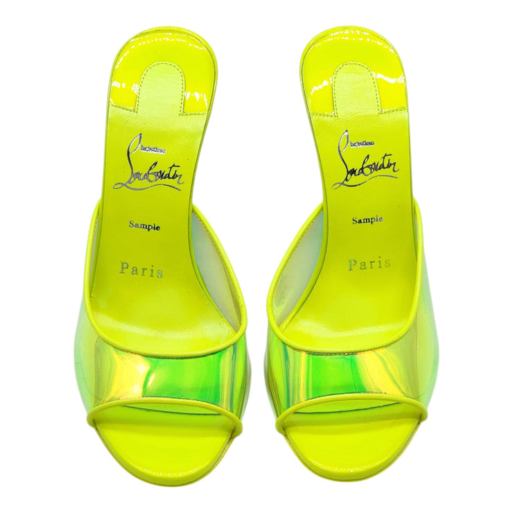 Christian Louboutin Just Arch Mules 100mm - PVC and Patent Leather - Green - 36