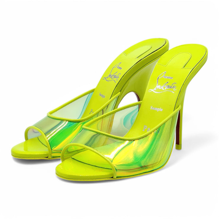 Christian Louboutin Just Arch Mules 100mm - PVC and Patent Leather - Green - 36