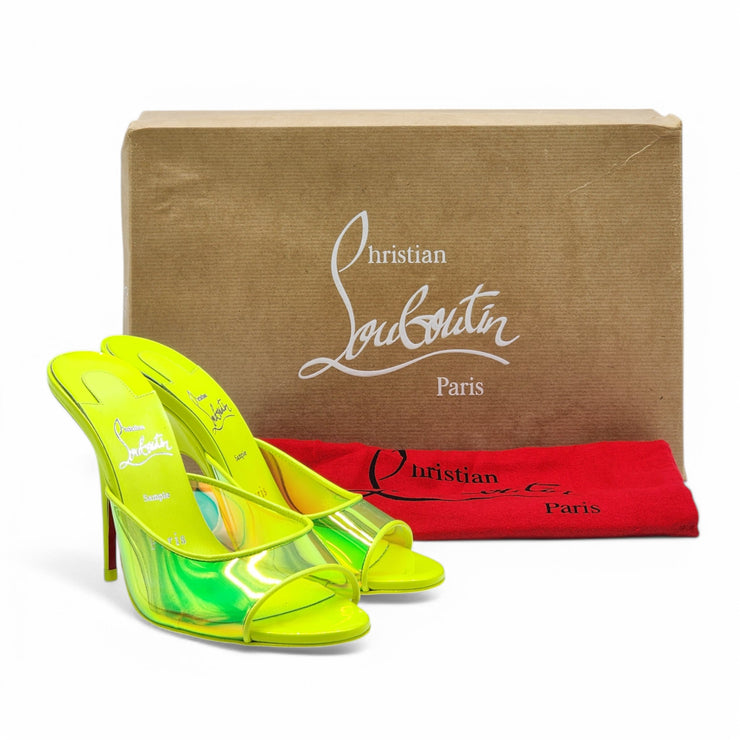 Christian Louboutin Just Arch Mules 100mm - PVC and Patent Leather - Green - 36