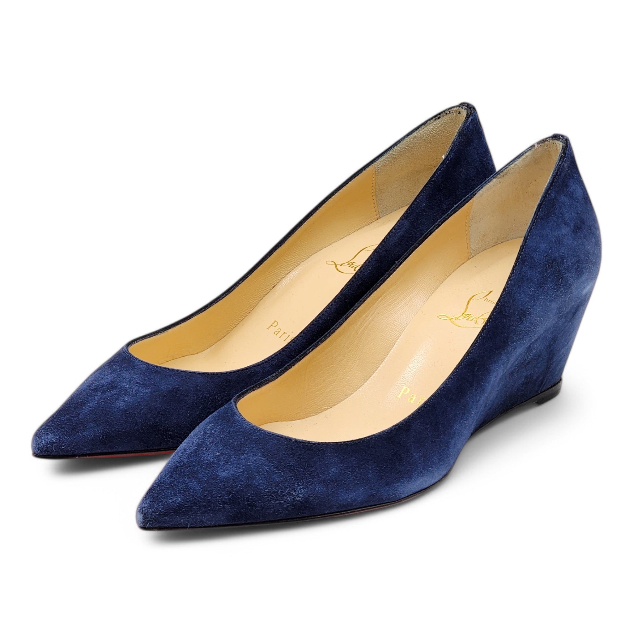 Christian Louboutin Pipina Suede Wedges 55 - Night Blue EU 36 / US