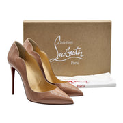 Christian Louboutin Hot Chick 100mm Pumps - Patent Leather - Nude 39.5