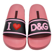 Dolce & Gabbana I love DG Beachwear Slides - Rubber - Black Pink 36