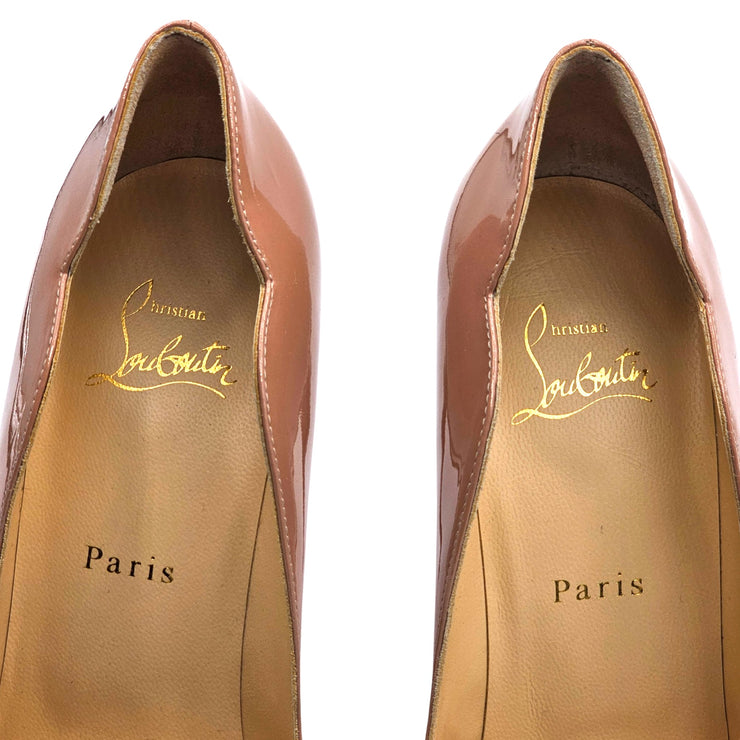 Christian Louboutin Hot Chick 100mm Pumps - Patent Leather - Nude 38.5