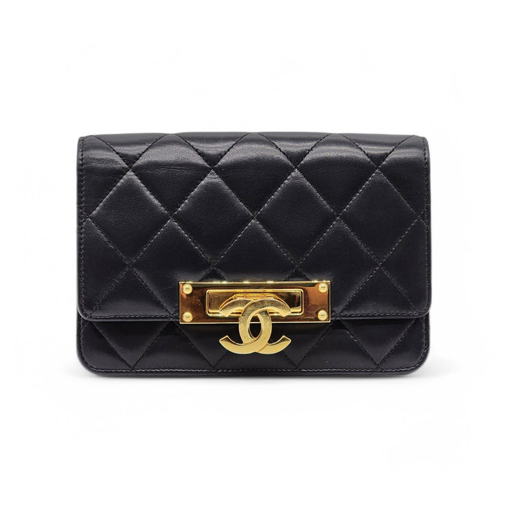 Chanel Golden Class Wallet on Chain WOC - Quilted Lambskin - Black