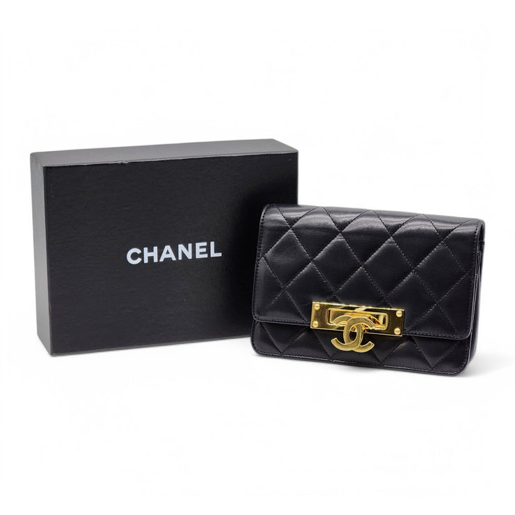 Chanel Golden Class Wallet on Chain WOC - Quilted Lambskin - Black