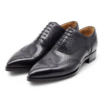 Christian Louboutin Cousin Platerissimo Brogue Shoes - Leather - Black - 41.5