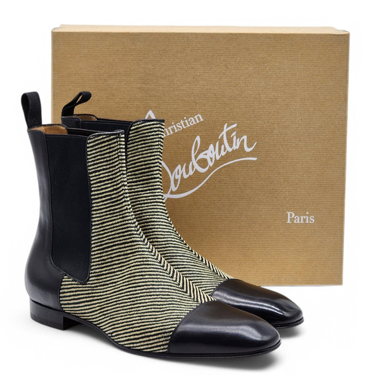 Christian Louboutin Chelsea Boots - Fabric and Leather - Black 42