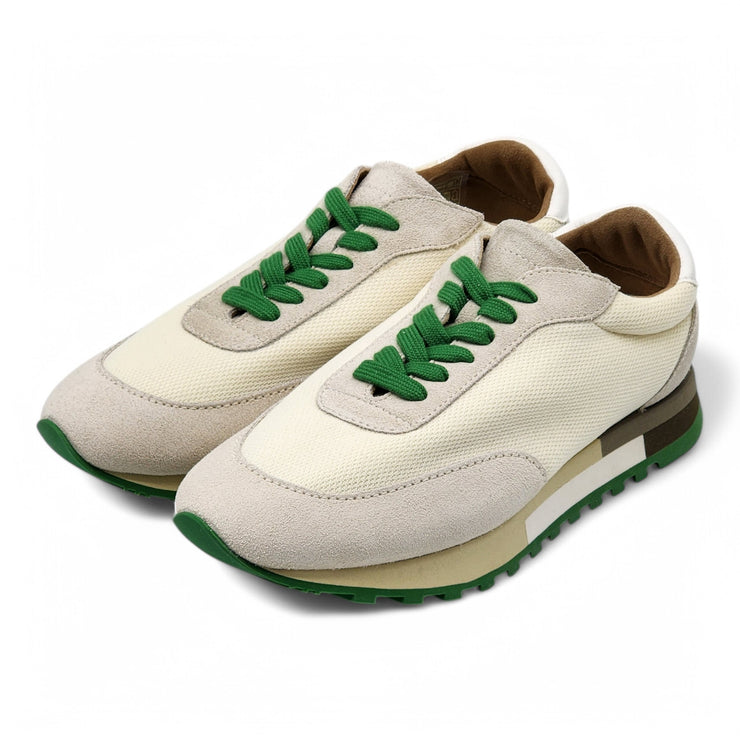 The Row Owen Runner Sneakers - Mesh and Suede - Beige/Green 37.5