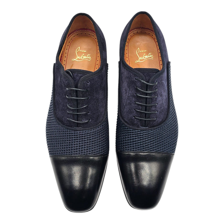 Christian Louboutin Greggo Oxford Shoes - Suede, Leather and Woven Fabric - Blue EU 42 US 9