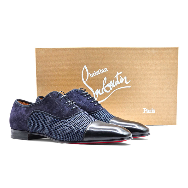 Christian Louboutin Greggo Oxford Shoes - Suede, Leather and Woven Fabric - Blue EU 42 US 9