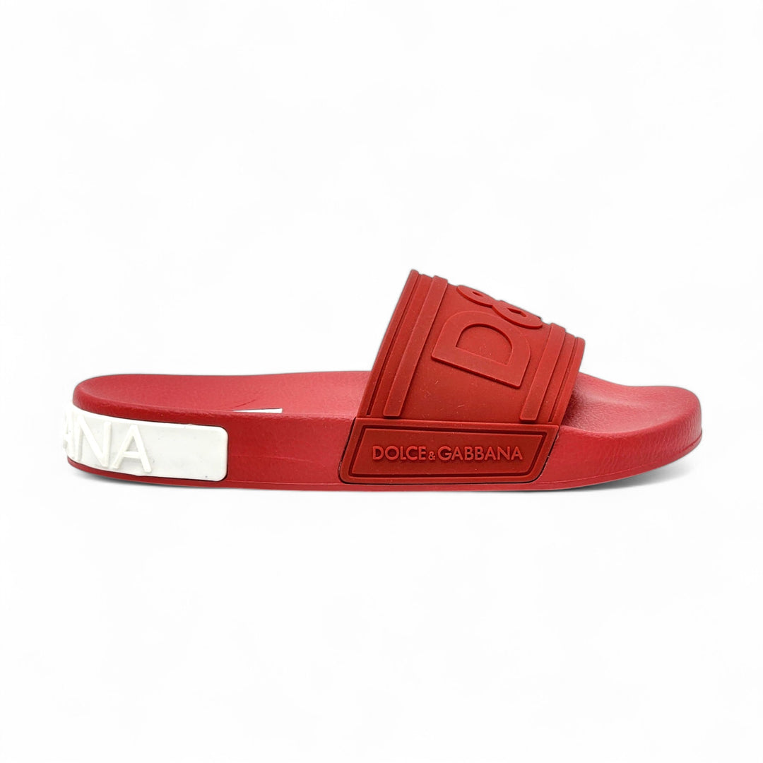 Dolce&Gabbana Saint Barth Rubber Pool Slides in Red EU 39 US 9