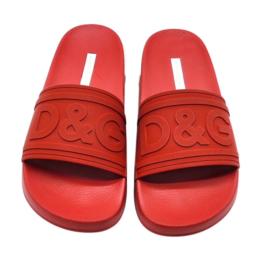 Dolce&Gabbana Saint Barth Rubber Pool Slides in Red EU 39 US 9