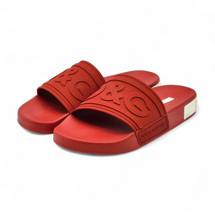 Dolce&Gabbana Saint Barth Rubber Pool Slides in Red EU 39 US 9