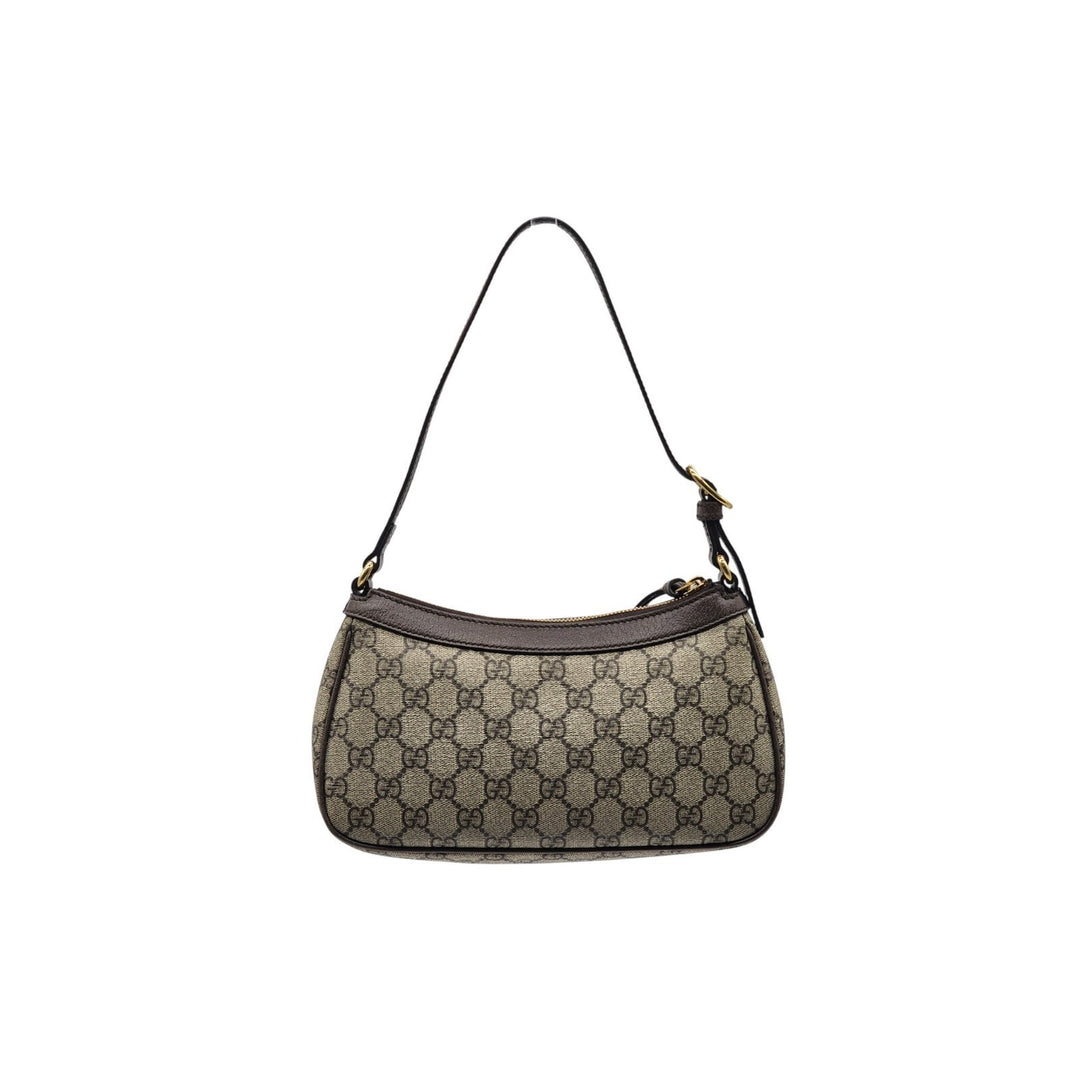 Gucci GG Supreme Monogram Small Ophidia Hobo Shoulder Bag Ebony Beige Brown
