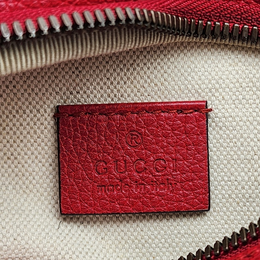 Gucci Logo Belt Bag Red Leather Waist Bag Crossbody Unisex 527792 204991