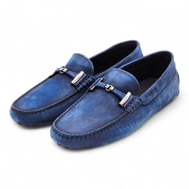 Tod's Gommino Driving Suede Men's Loafers Blue UK 7 US 8.5