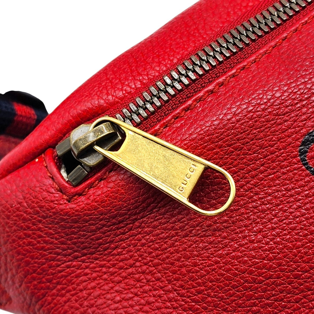 Gucci Logo Belt Bag Red Leather Waist Bag Crossbody Unisex 527792 204991