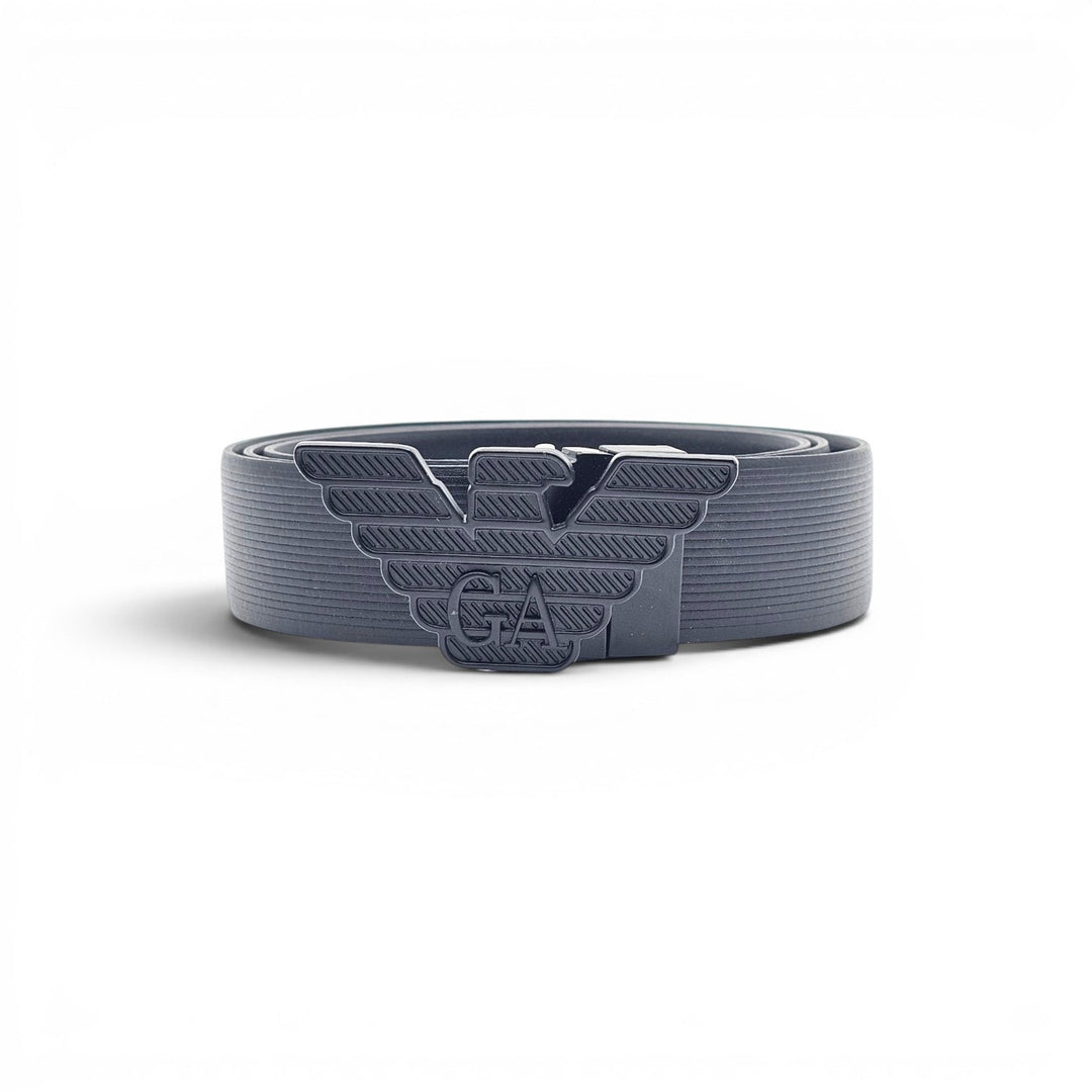 Emporio Armani by Giorgio Armani Black Leather Men's Belt with Eagle Logo Buckle