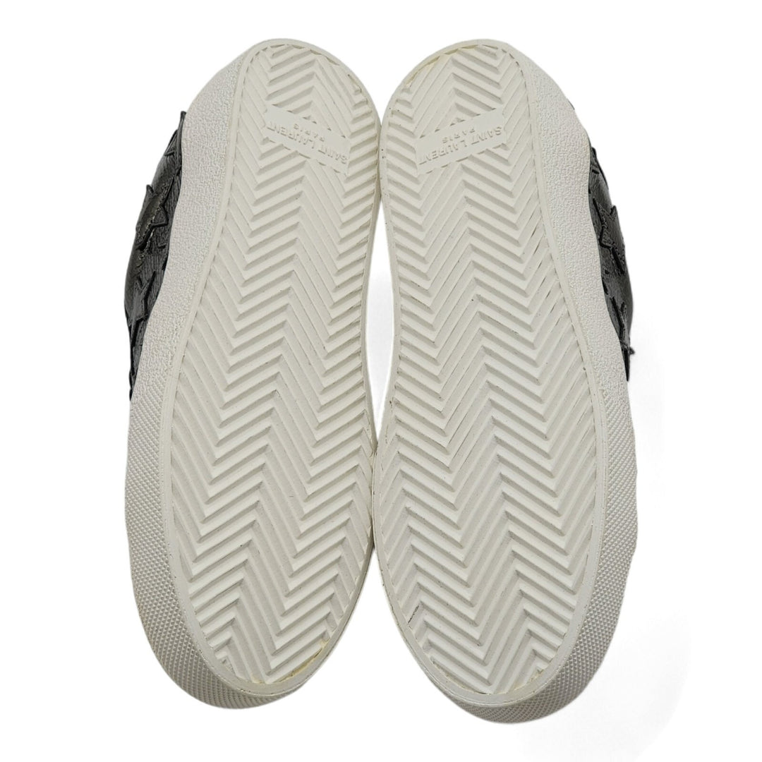 Saint Laurent Court Stars Leather Sneakers Silver EU 36.5 US 6.5