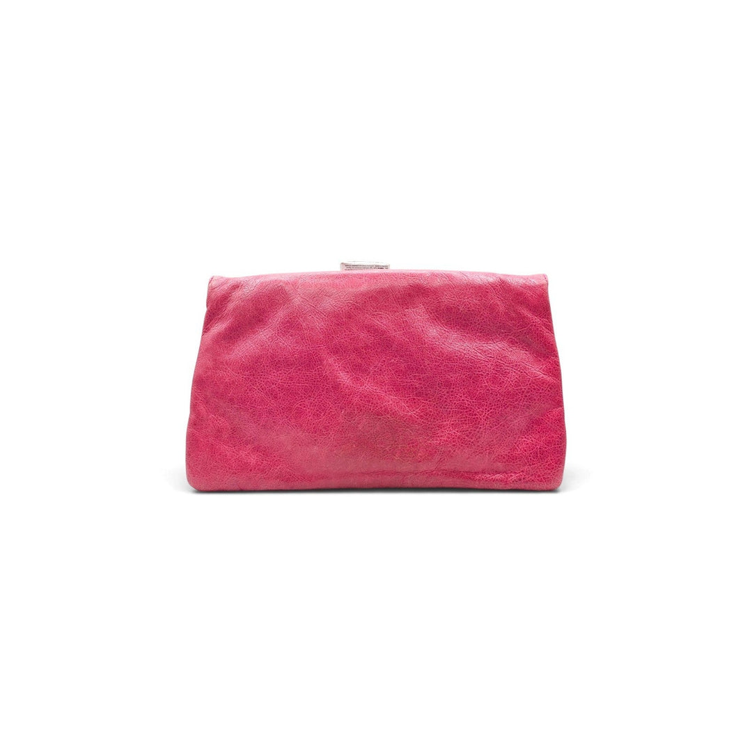 Balenciaga Motorcross Giant 21 Envelope Clutch Bag Pink Leather Mirror 186182