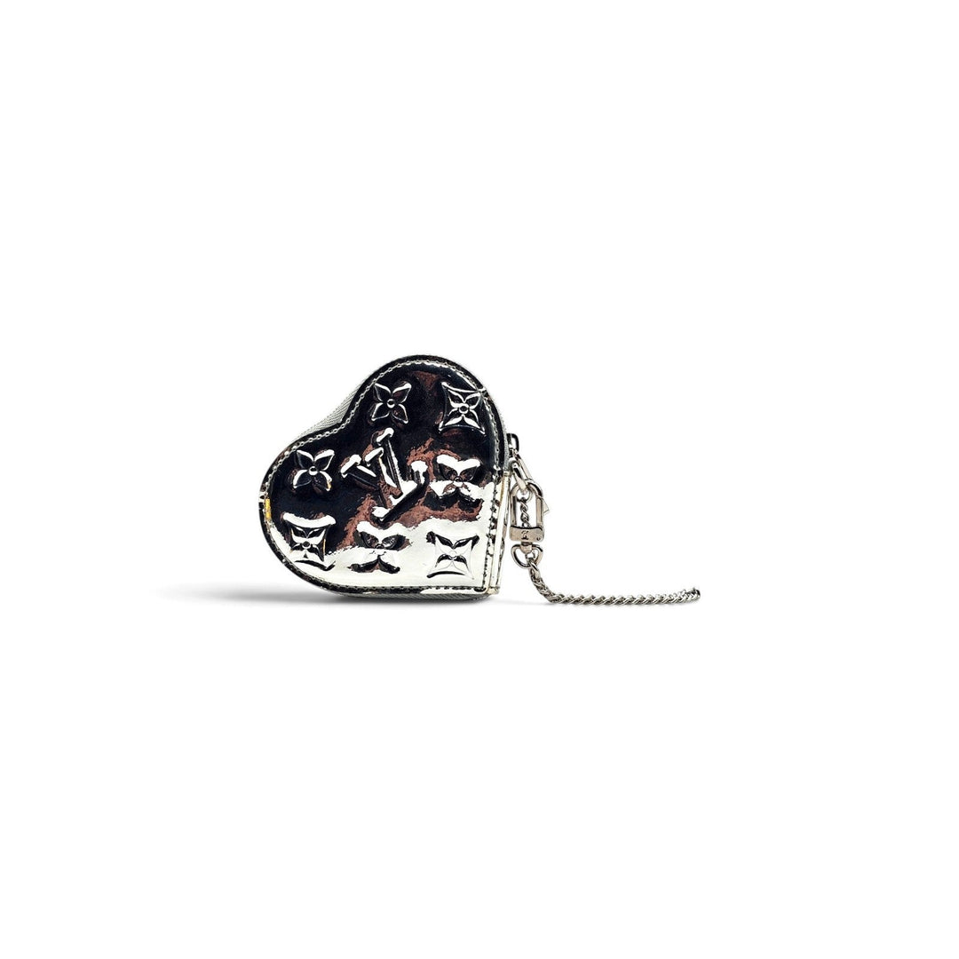 Louis Vuitton Miroir Porte Monnaie Coeur Heart Coin Purse Case Silver M93566