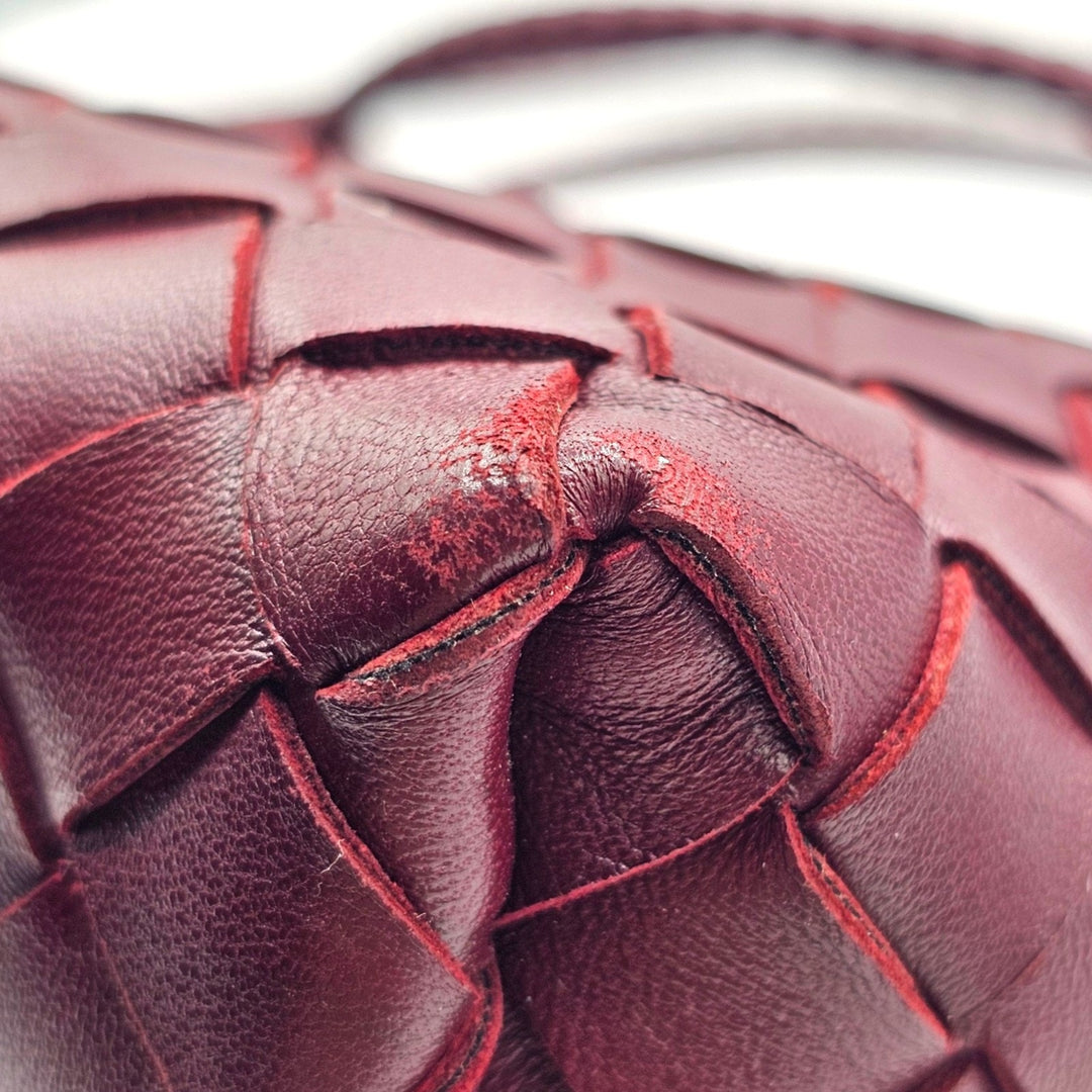 Bottega Veneta Small Andiamo Shoulder Bag Intrecciato Leather Burgundy