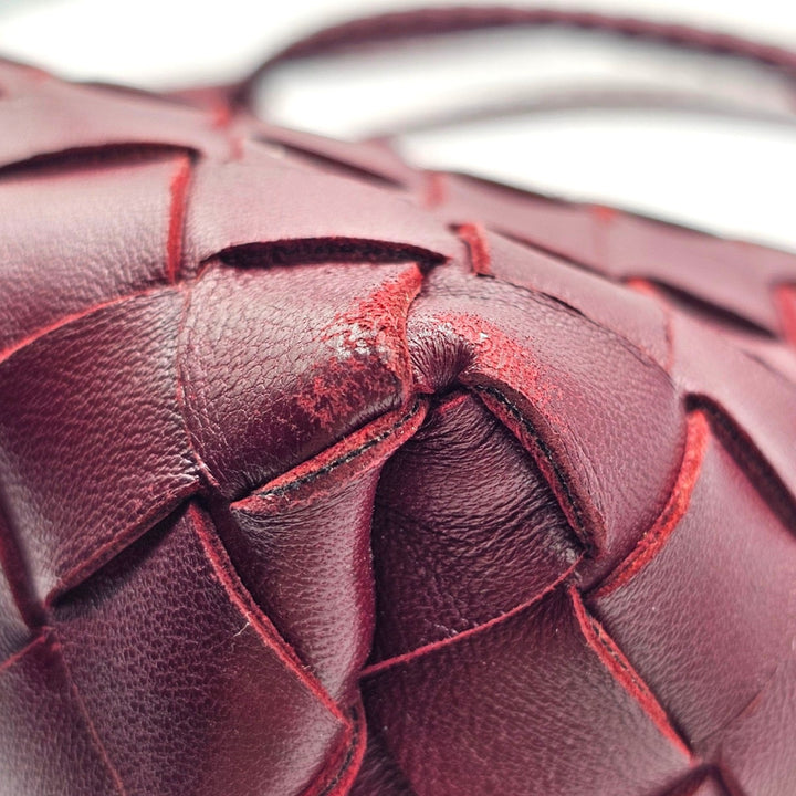 Bottega Veneta Small Andiamo Shoulder Bag Intrecciato Leather Burgundy