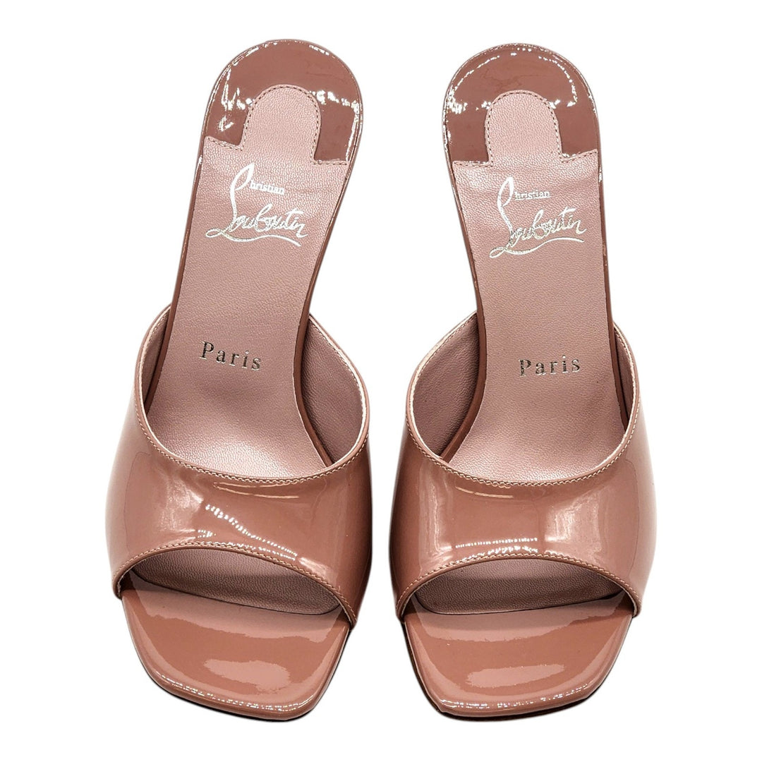 Christian Louboutin Condora 85 Leather Heeled Sandals Mules Brown EU 37.5 US 7