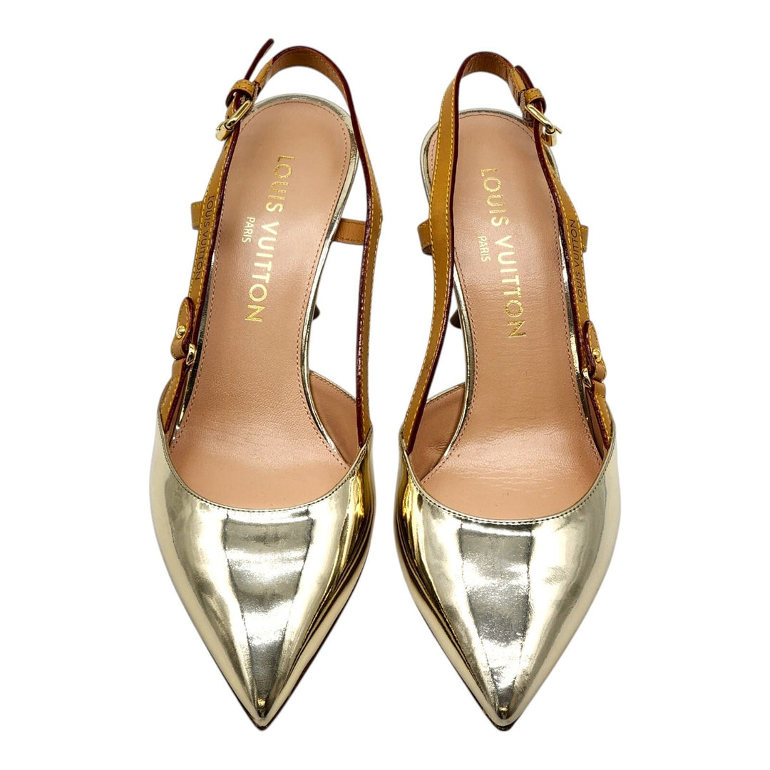 Louis Vuitton Metallic Gold Leather Slingback Pumps EU 39 US 8.5