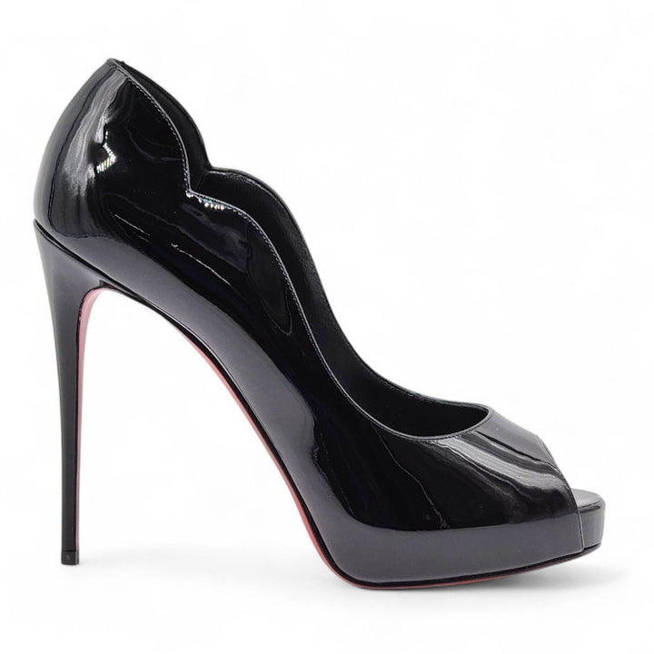 Christian Louboutin Hot Chick Alta Open Toe Leather Pumps Black EU 40 US 9.5