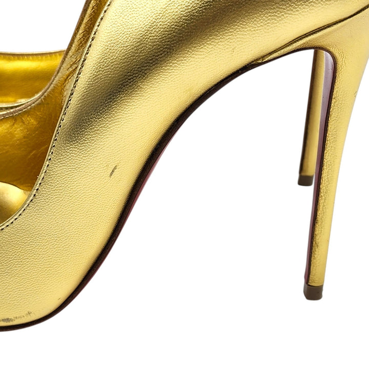 Christian Louboutin Hot Chick Patent Leather Pumps Metallic Gold EU 39 US 8.5