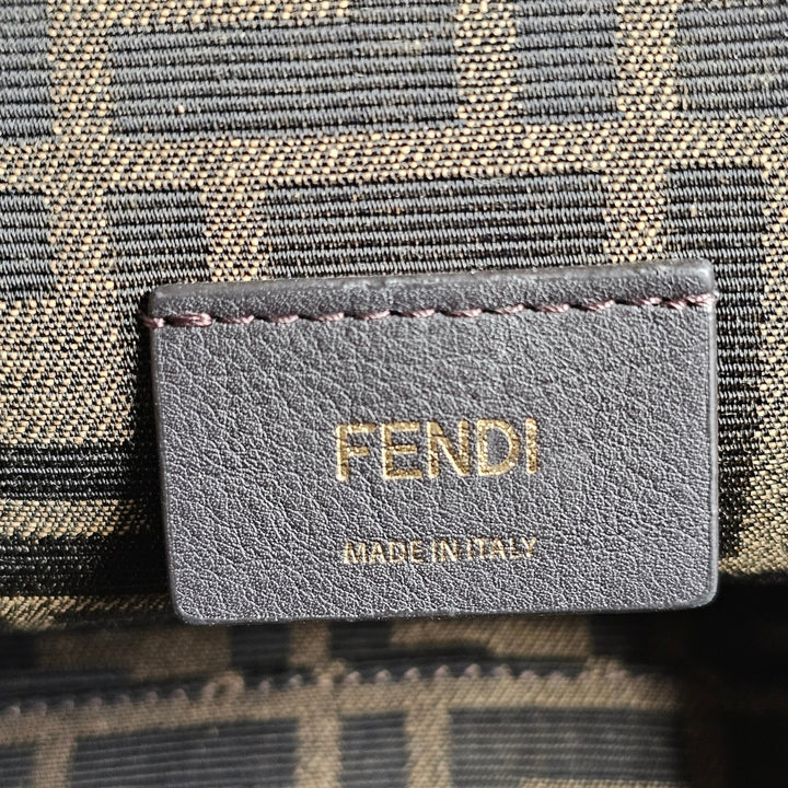 Fendi First Clutch Shoulder Bag Black Nappa Leather Gold Tone Frame