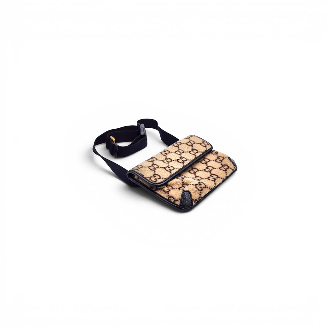 Gucci Belt Bag Fanny Pack Shoulder Bag GG Supreme Wool with Leather Ebony Brown