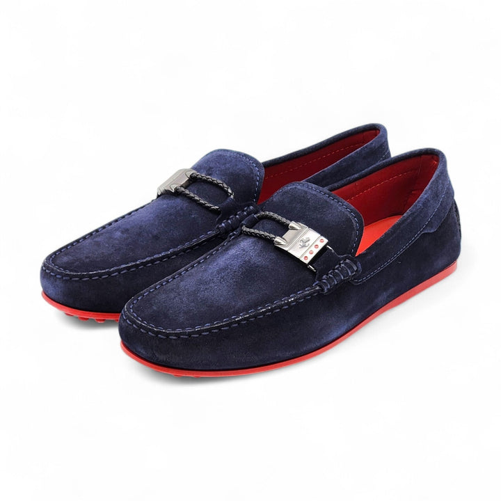 Tod’s for Ferrari Suede Gommino Driving Loafers Navy Blue UK 7 US 8