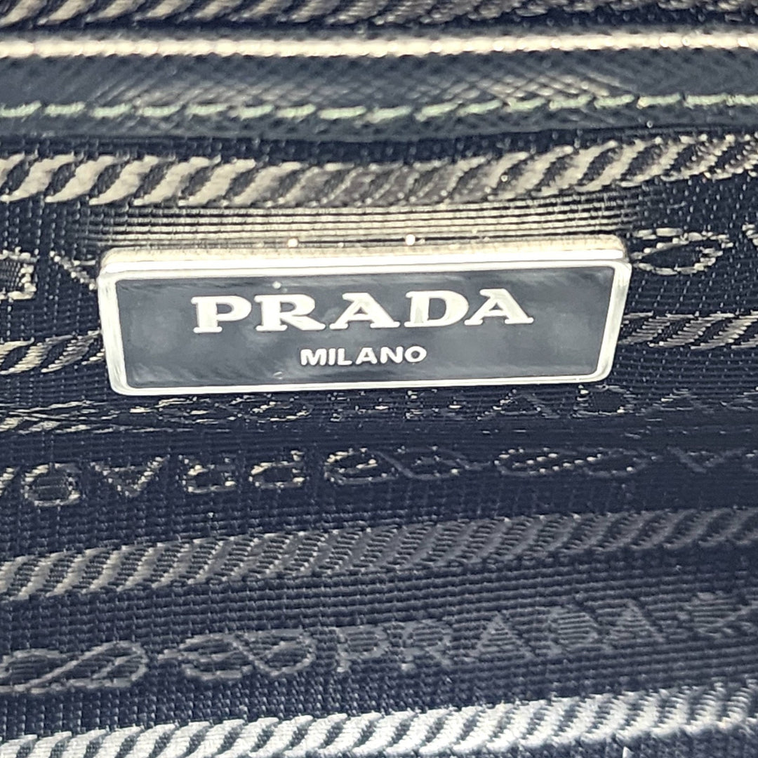 Prada Tessuto Nylon Backpack with Leather Trim Silver Hardware Black