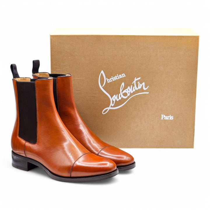 Christian Louboutin Antonio Leather Chelsea Boots Brown EU 41 US 8 - New $1350
