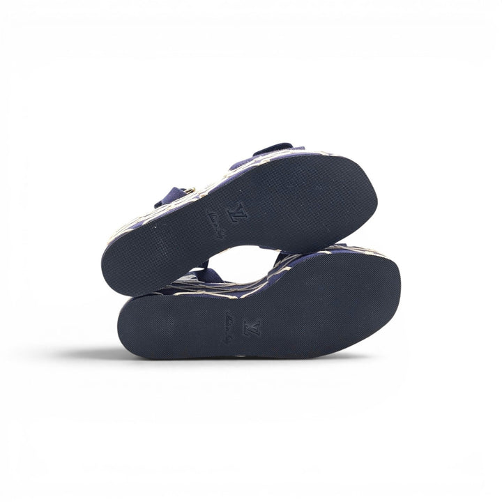 Louis Vuitton Shake Navy Denim Platform Wedge Sandals EU 36 US 6 - NWB $1280
