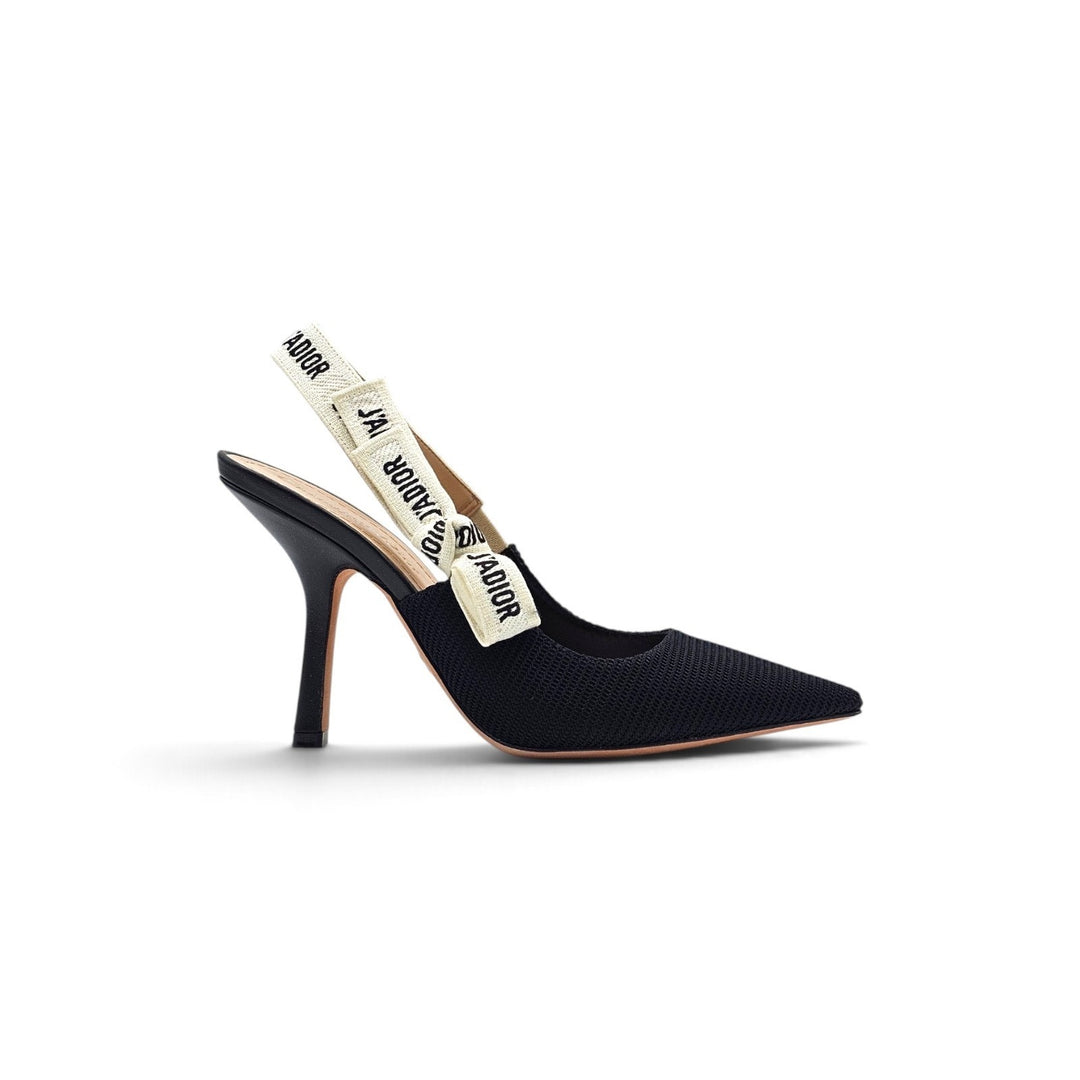 Christian Dior J'Adior Slingback Pumps in Black Technical Fabric EU 37.5 US 7.5