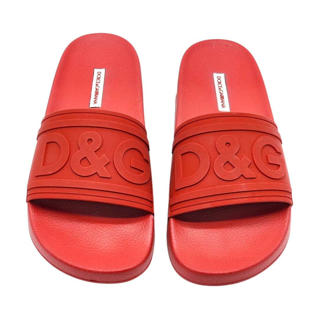 Dolce&Gabbana Saint Barth Rubber Pool Slides in Red EU 39 US 9