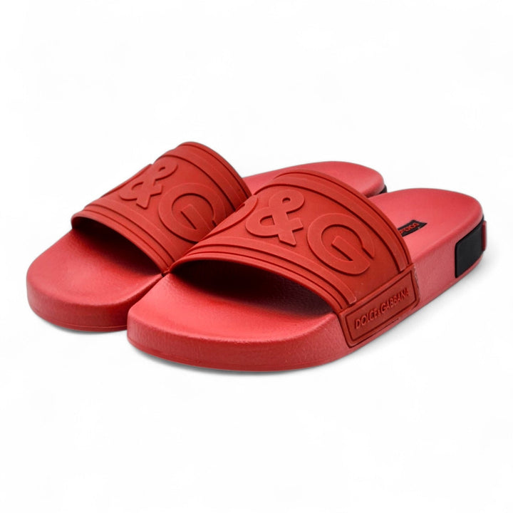 Dolce & Gabbana Logo Saint Barth Rubber Pool Slides Red EU 39 US 9
