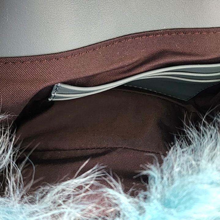 Fendi Baguette Waist Bag Fanny Pack Shearling Fur and Leather in Blue