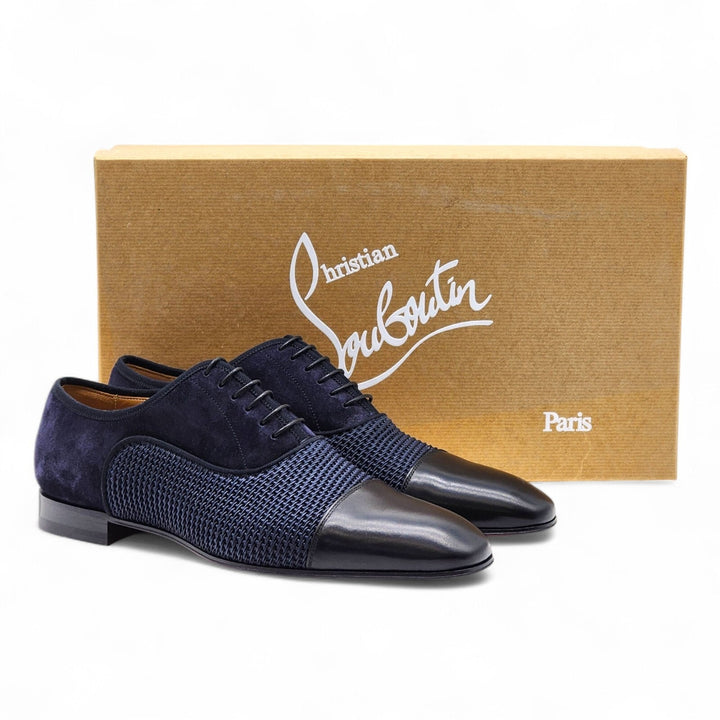 Christian Louboutin Greggo Leather and Suede Oxford Shoes Blue EU 40 US 7