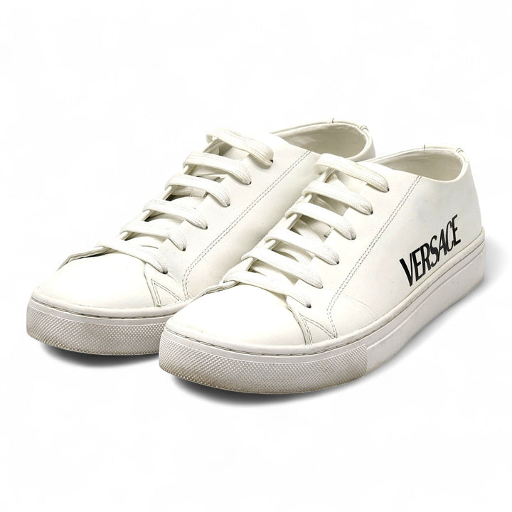 Versace Logo Leather Men’s Low-Top Sneakers White EU 41 US 8 - Preowned