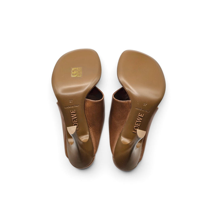 Loewe Toggle Heeled Sandals in shiny smooth calfskin leather - NWB $1200