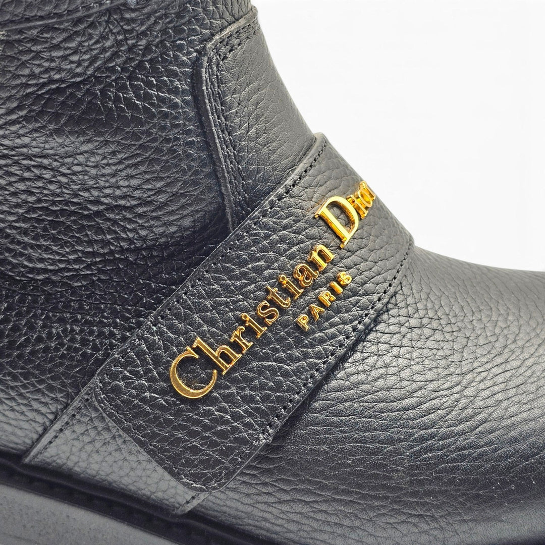 Christian Dior D-Quest Alps Black Leather Shearling Boots EU 36 US 6 NWOB $1800