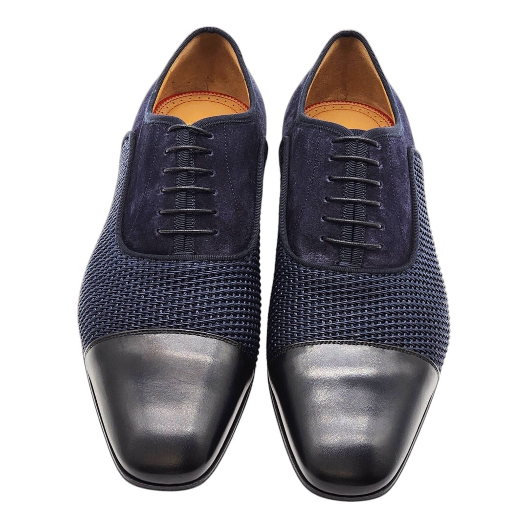 Christian Louboutin Greggo Leather and Suede Oxford Shoes Blue EU 40 US 7