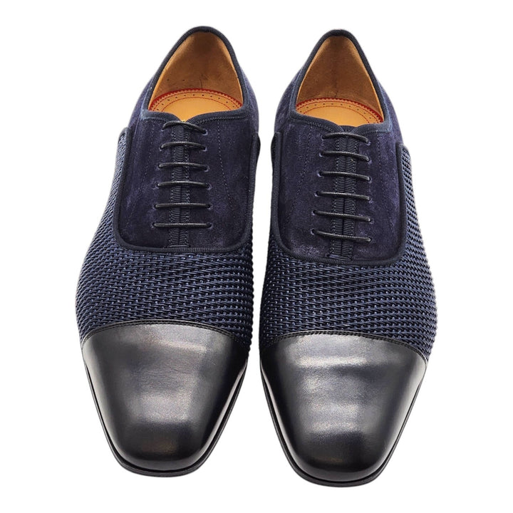 Christian Louboutin Greggo Leather and Suede Oxford Shoes Blue EU 40 US 7
